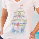 Christmas Boat V-neck Fashion T-shirt