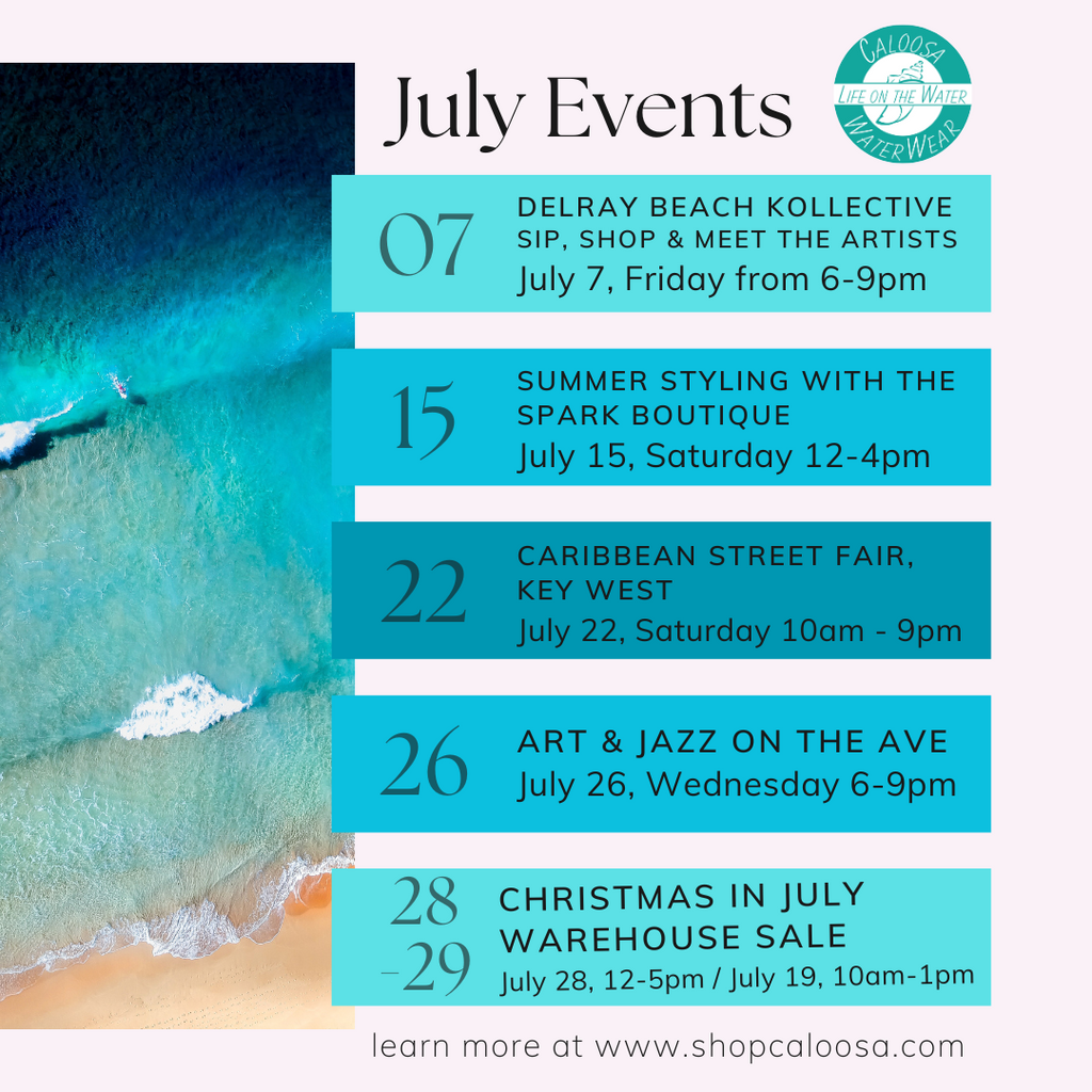 Exciting July Events with Caloosa WaterWear: Sip, Shop, Style, and Celebrate!