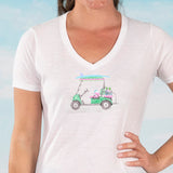 Beach Golf Cart V-neck Fashion T-shirt