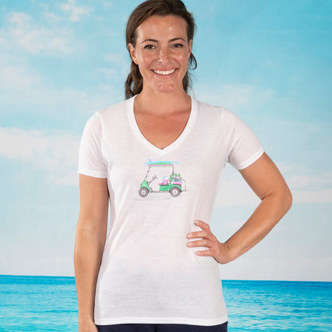 Beach Golf Cart V-neck Fashion T-shirt