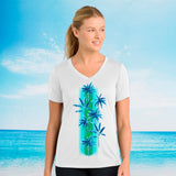 Blue Palm Stripe Short Sleeve UPF 50 Performance Ultra Comfort Shirt