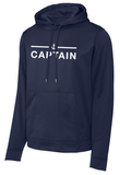 Navy Captain performance hoodie with white anchor puff-print design