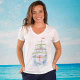 Christmas Boat V-neck Fashion T-shirt