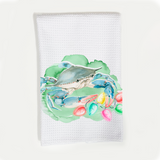Christmas Crab coastal microfiber waffle-weave dish towel