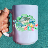 Christmas Crab coastal ceramic coffee mug