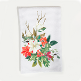 Christmas Magnolia floral waffle-weave kitchen towel
