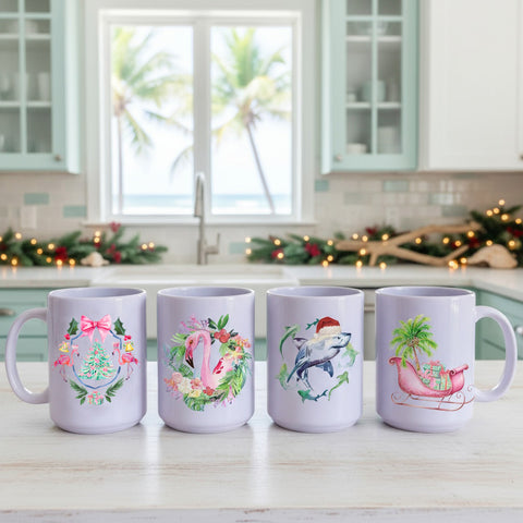 Coastal Christmas 15oz Coffee Mug Bundle