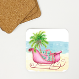 Coastal Christmas Sleigh drink coaster set of four