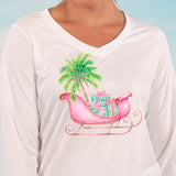 Coastal Christmas Sleigh UPF 50 Performance Long Sleeve Ultra Comfort Shirt