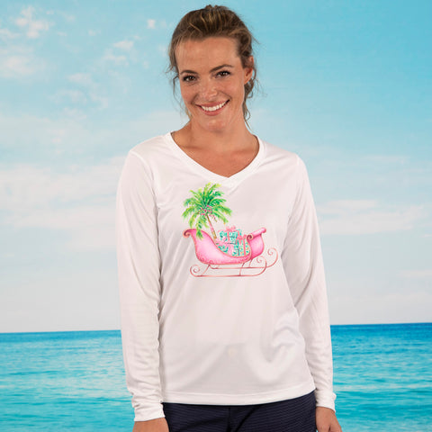Coastal Christmas Sleigh UPF 50 Performance Long Sleeve Ultra Comfort Shirt