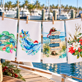 Coastal Christmas Waffle Weave Dish Towels