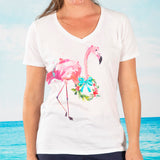 Holiday Flamingo V-neck Fashion T-shirt