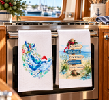 Coastal Christmas Waffle Weave Dish Towels