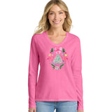Flamingo Nutcracker Crest Long Sleeve V-neck Fashion T-shirt