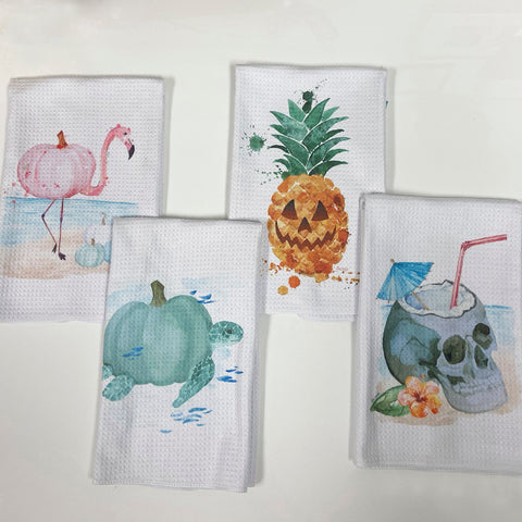 Tropical Halloween Microfiber Dish Towel Bundle
