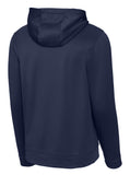 Back view of navy Captain performance hoodie