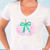 Preppy Pumpkin V-neck Fashion T-shirt