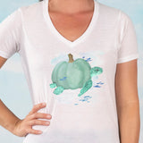 Pumpkin Turtle V-neck Fashion T-shirt