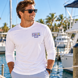 Front of personalized Captain Dan long-sleeve performance shirt
