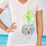 Nautical Pineapple Sugar Skull V-neck Fashion T-shirt