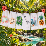 Tropical Halloween Microfiber Dish Towels