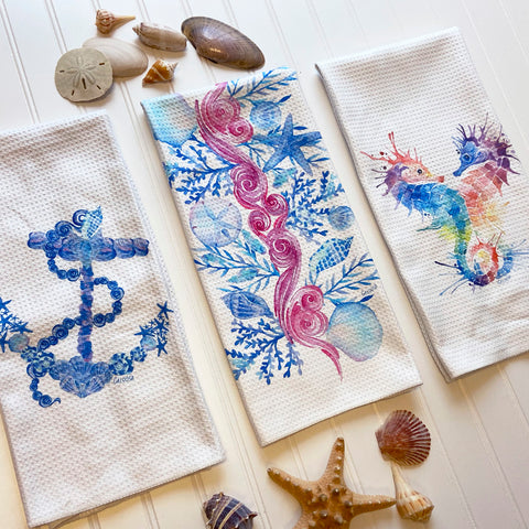 Beach Inspired Microfiber Dish Towels