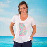 Floral State V-neck Fashion T-shirt