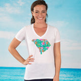 Floral State V-neck Fashion T-shirt