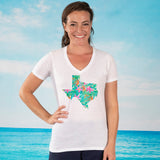 Floral State V-neck Fashion T-shirt