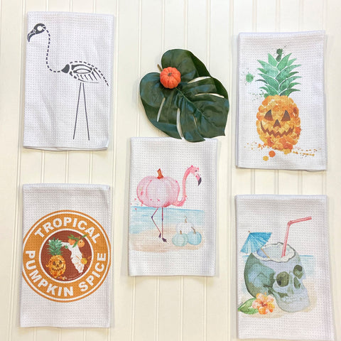 Tropical Halloween Microfiber Dish Towels