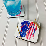 Patriotic Flip Flops Drink Coasters, set of 4