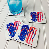 Patriotic Flip Flops Drink Coasters, set of 4