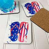 Patriotic Flip Flops Drink Coasters, set of 4