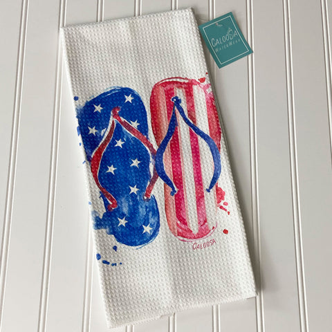 Patriotic Flip Flop Microfiber Dish Towel