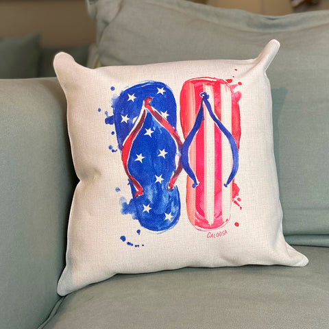 Patriotic Flip Flop Toss Pillow