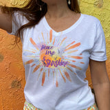 Peace Love and Sunshine V-neck Fashion T-shirt