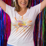 Peace Love and Sunshine V-neck Fashion T-shirt