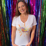 Peace Love and Sunshine V-neck Fashion T-shirt