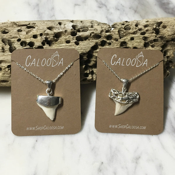 Sterling silver shark tooth pendant deals