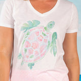 Turtle Shell V-neck Fashion T-shirt