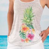 Floral Pineapple Racer Back Tank Top