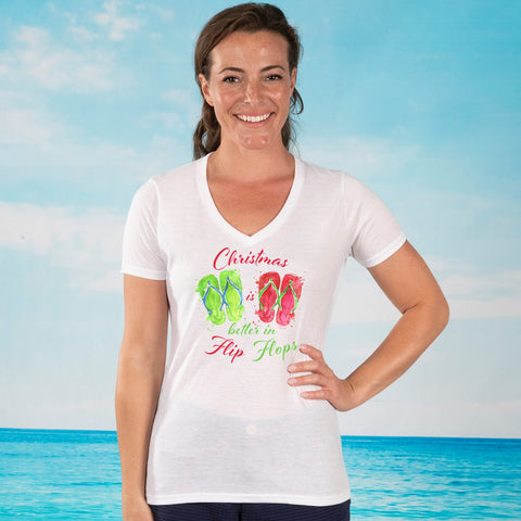 Christmas is Better in Flip Flops V-neck Fashion T-shirt