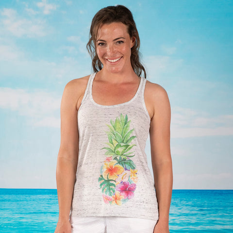 Floral Pineapple Racer Back Tank Top