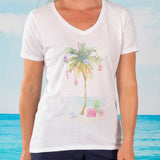 Merry Beach-mas V-neck Fashion T-shirt